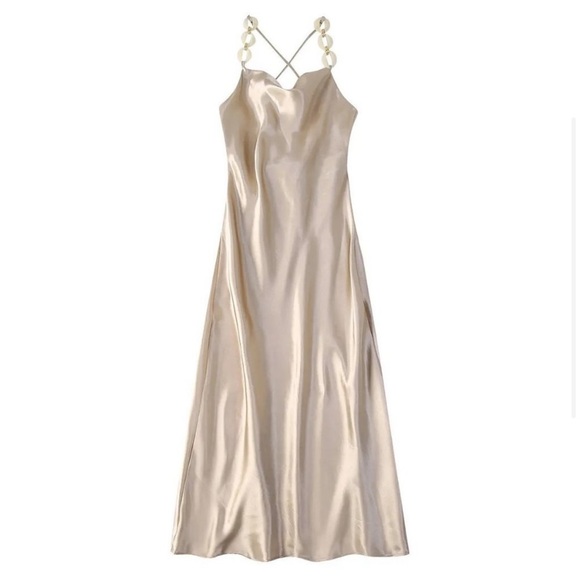 NWT Strappy Satin Midi Dress - Picture 4 of 6